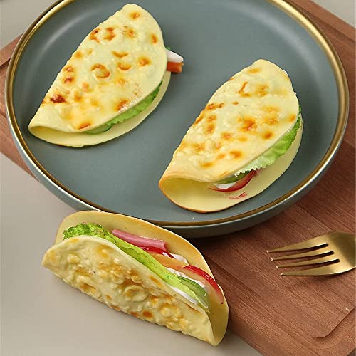Kmiunty Kmiunty 3Pcs Realistic Chinese Hamburger Artificial Pancake Food Model Fake Taco Burrito Dessert for Kitchen Home  - Image 1