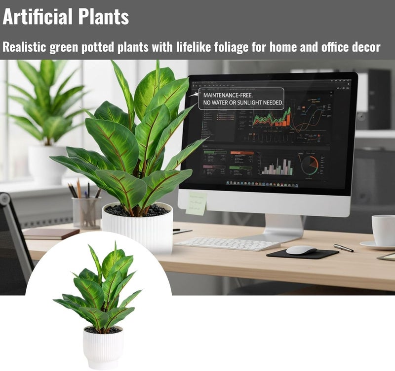 Artificial Green Plant Decoration for Indoor Spaces, Realistic Plants in Pots for Home Office and Commercial Use - Image 3