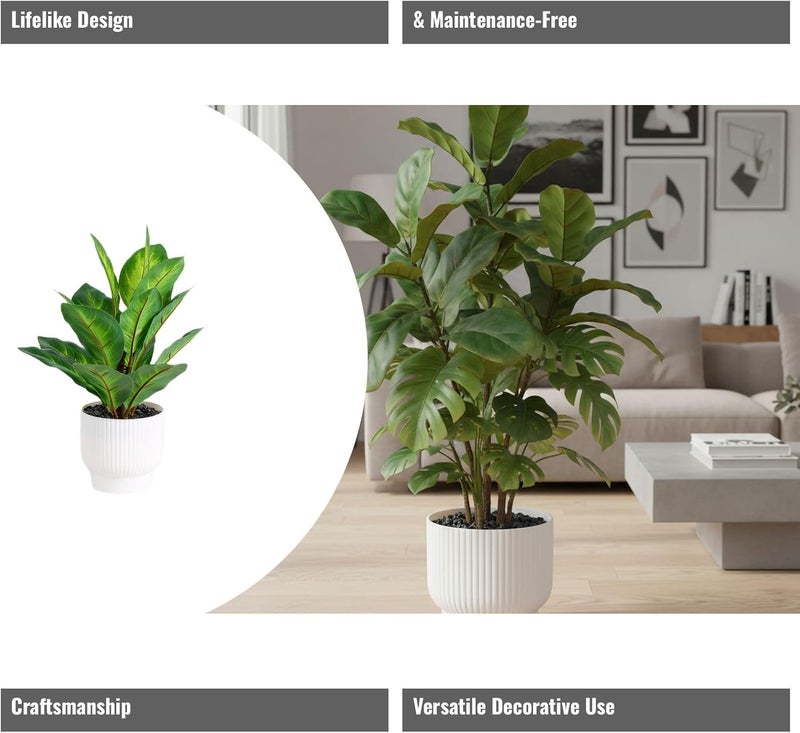 Artificial Green Plant Decoration for Indoor Spaces, Realistic Plants in Pots for Home Office and Commercial Use - Image 2