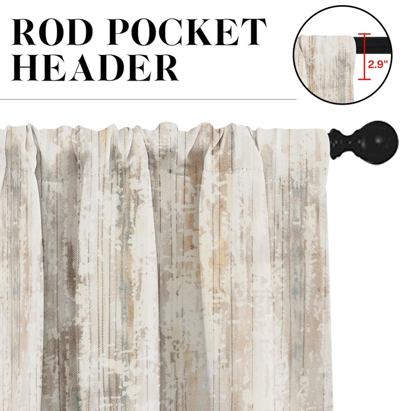 Tayney Light Brown Multi Kitchen Window Curtains Valance and Tier Set 36 Inch, Abstract Painting Vintage Rod Pocket Short Tier Curtain for Bathroom, Modern Small Cafe Drapes for Kitchen Decor - Image 3