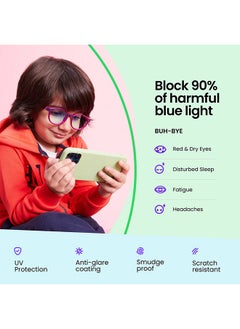 Hooper Hooper By Lenskart For Kids Age 5-8 yrs | Zero Power Bluecut & Antiglare Computer Eyeglasses For Eye Protection And Strain | Blue Transparent Purple Rectangle | HP D10016M  - Image 5
