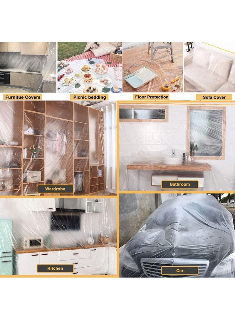 ماركة غير محددة شريط لاصق فيلم التدريع ، البلاستيك للماء والغبار واقية من قبل شريط لاصق ، ستارة النافذة ، طلاء شفاف حماية فيلم التدريع ، والأثاث والسجاد غطاء السرير من البلاستيك فيلم واقية نازف  - Image 4