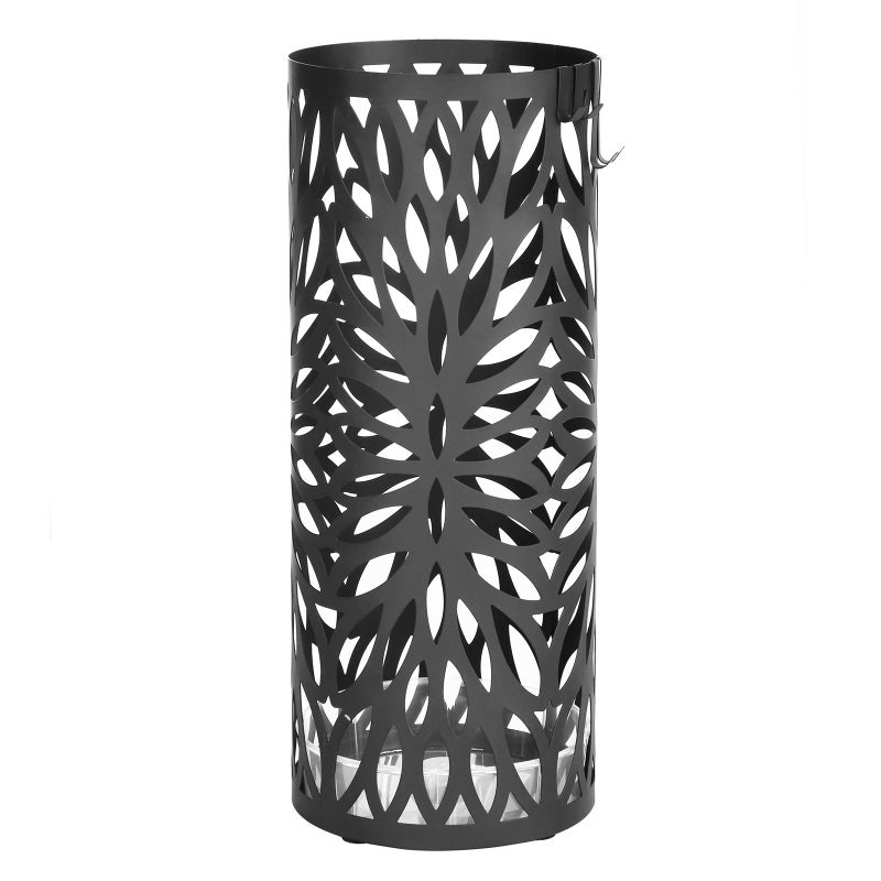 SONGMICS SONGMICS Umbrella Stand Holder for Entryway Steel Round Rack Organizer Freestanding for Canes Walking Sticks with Detachable Drip Tray 4 Hooks Black ULUC20B