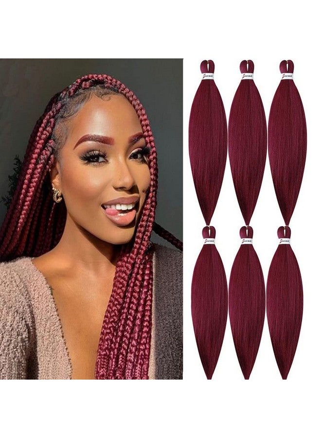 مس بيل 6 حزم شعر مضفر مسبقًا تم تمديده من الكروشيه بطول 66 سم إعداد الماء الساخن من الألياف الاصطناعية باللون العنابي، وصلات شعر تجديل 100 جرام (26 بوصة 900) - Image 1