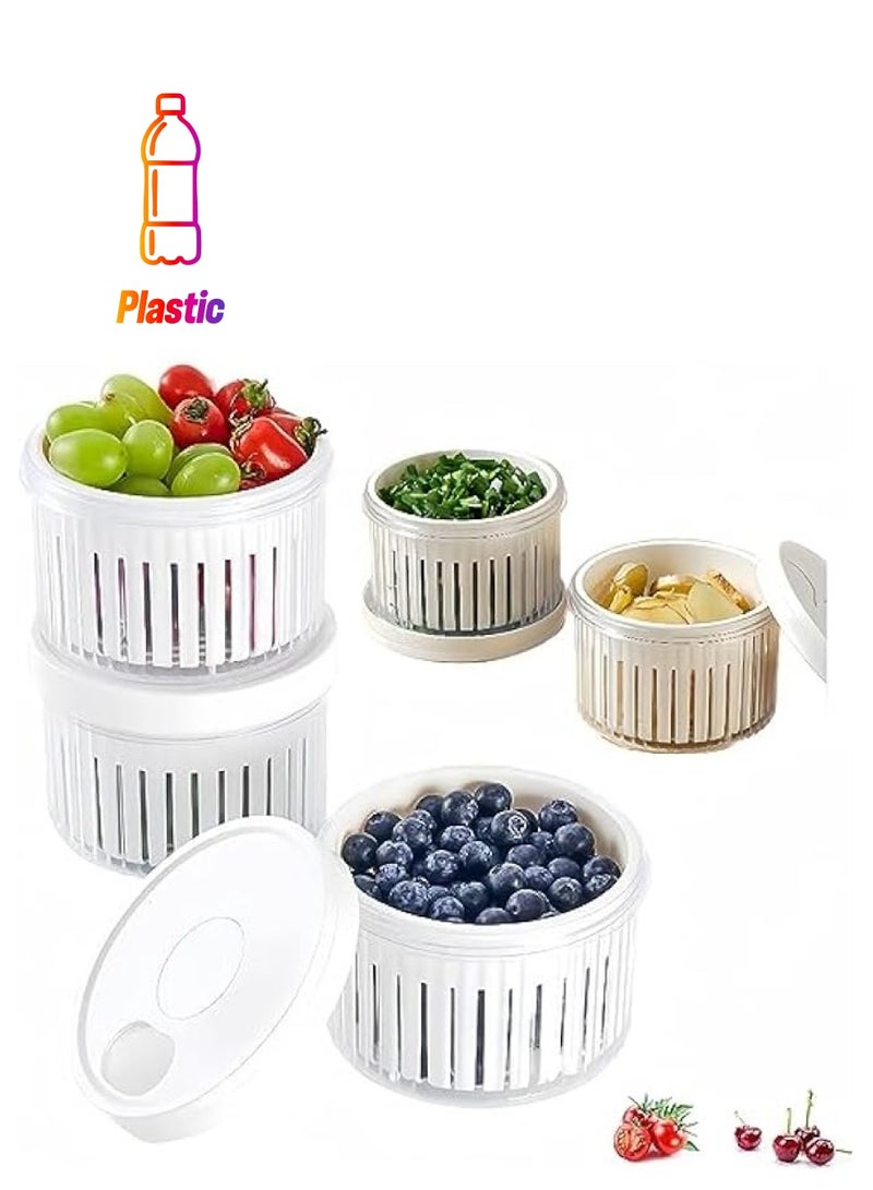 Green Tiger Keeper Container, 3Pack Fruit Storage Containers for Fridge with Lids, Fruit Produce Saver with Removable Strainer Basket, Scallion Storage Box, Fresh Keeper for Scallion Ginger Garlic - Image 1
