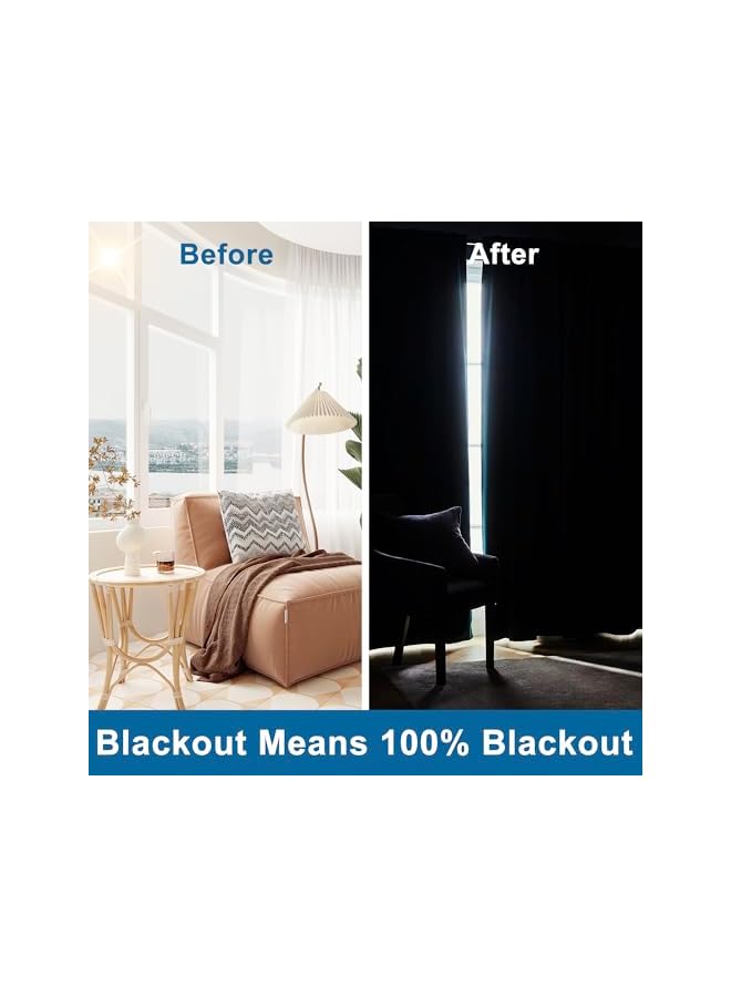 The Bros Blackout Curtain 84 inches, 100% Blackout Curtains for Livingroom Window Drapes Sun Blocking Thermal Insulating,Noise Blocking and Privacy Protecting Set of 2 (Beige,52" W x 84" L) - Image 2