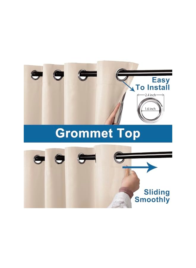 The Bros Blackout Curtain 84 inches, 100% Blackout Curtains for Livingroom Window Drapes Sun Blocking Thermal Insulating,Noise Blocking and Privacy Protecting Set of 2 (Beige,52" W x 84" L) - Image 5