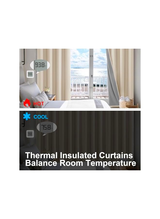 The Bros Blackout Curtain 84 inches, 100% Blackout Curtains for Livingroom Window Drapes Sun Blocking Thermal Insulating,Noise Blocking and Privacy Protecting Set of 2 (Beige,52" W x 84" L) - Image 3