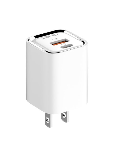 LDNIO A2317C Fast Wall Charger EU Plug With Type C To Type C Cable And USB Type C Ports 30W - White