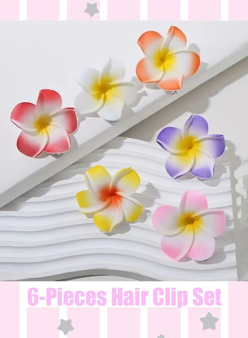 مجموعة مكونه من 6 قطع مشابك شعر بوهو شيك بتصميم زهور - باريتات زهور - Image 1