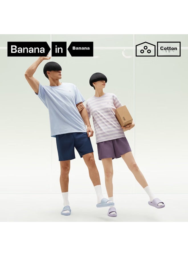 Bananain Yibo's Choice], 305h Men's Pajamas, Pure Cotton Spring And Summer Sleepwear, 100% Cotton Short-sleeve Couple's Loungewear Set - Image 1
