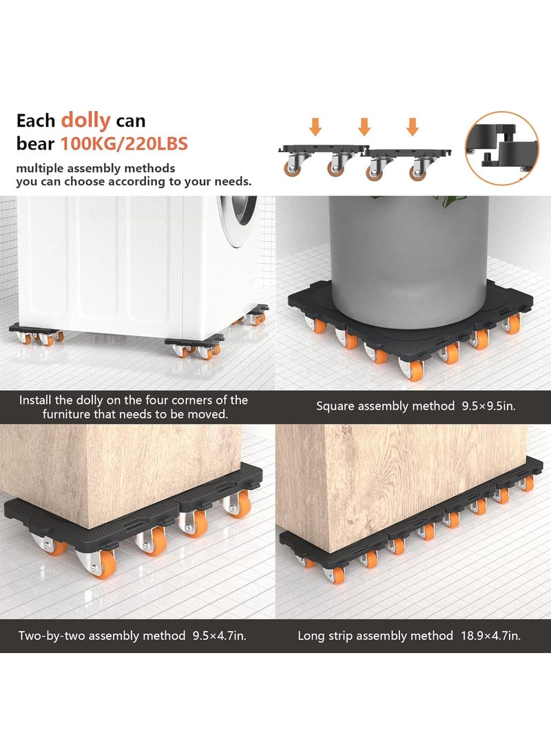 TOPHAVEN TOPHAVEN Furniture Mover & Lifter Set, 360° Rotation Wheels, 300 Kg Capacity, ABS & Steel, Multicolour, Square, For Heavy Furniture, Refrigerator, Sofa, Cabinet  - Image 5