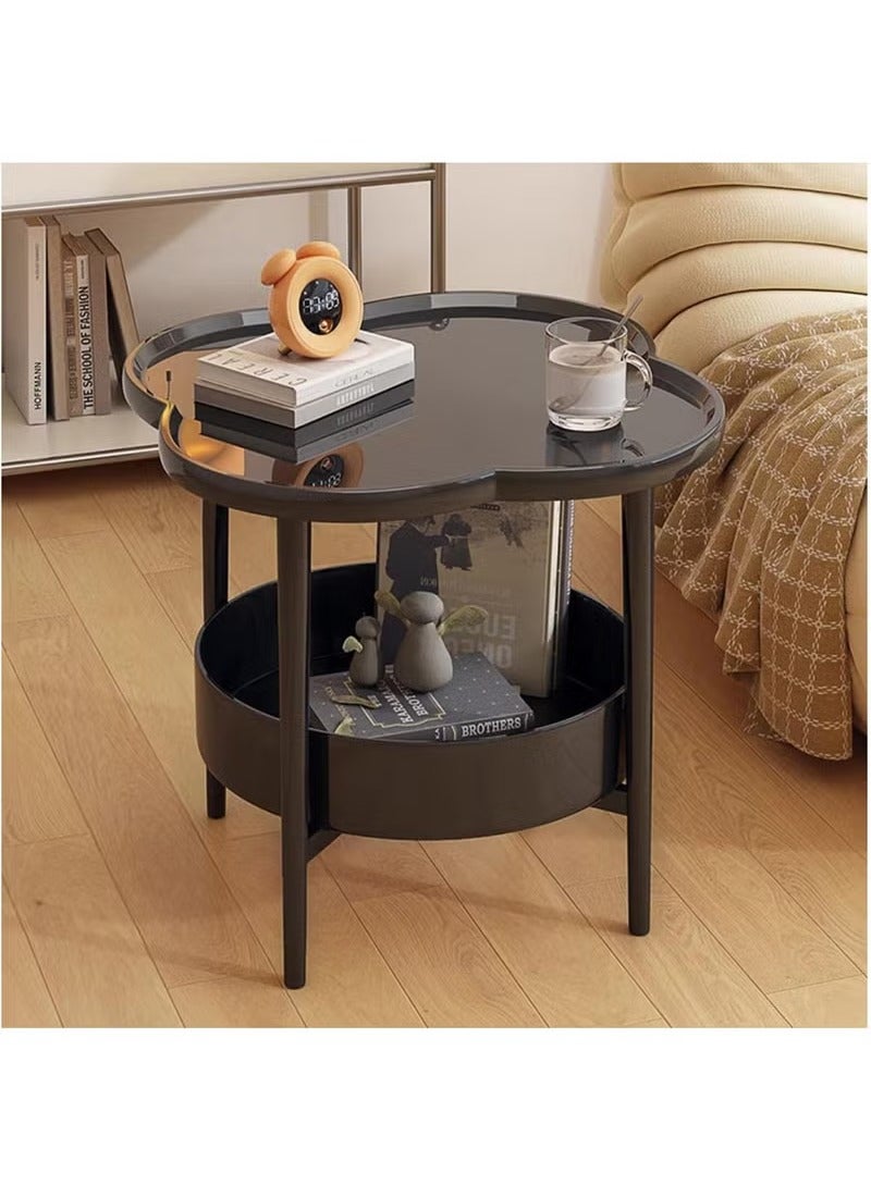 Arabest 2-Tier Side Table, Sofa Side Table, Plastic Side Table, Small Side Table, Small Side Table for Leisure, Beautifully Decorated Table for Living Room, Suitable for Cups, Vases, Books, Etc(Black)  - Image 1
