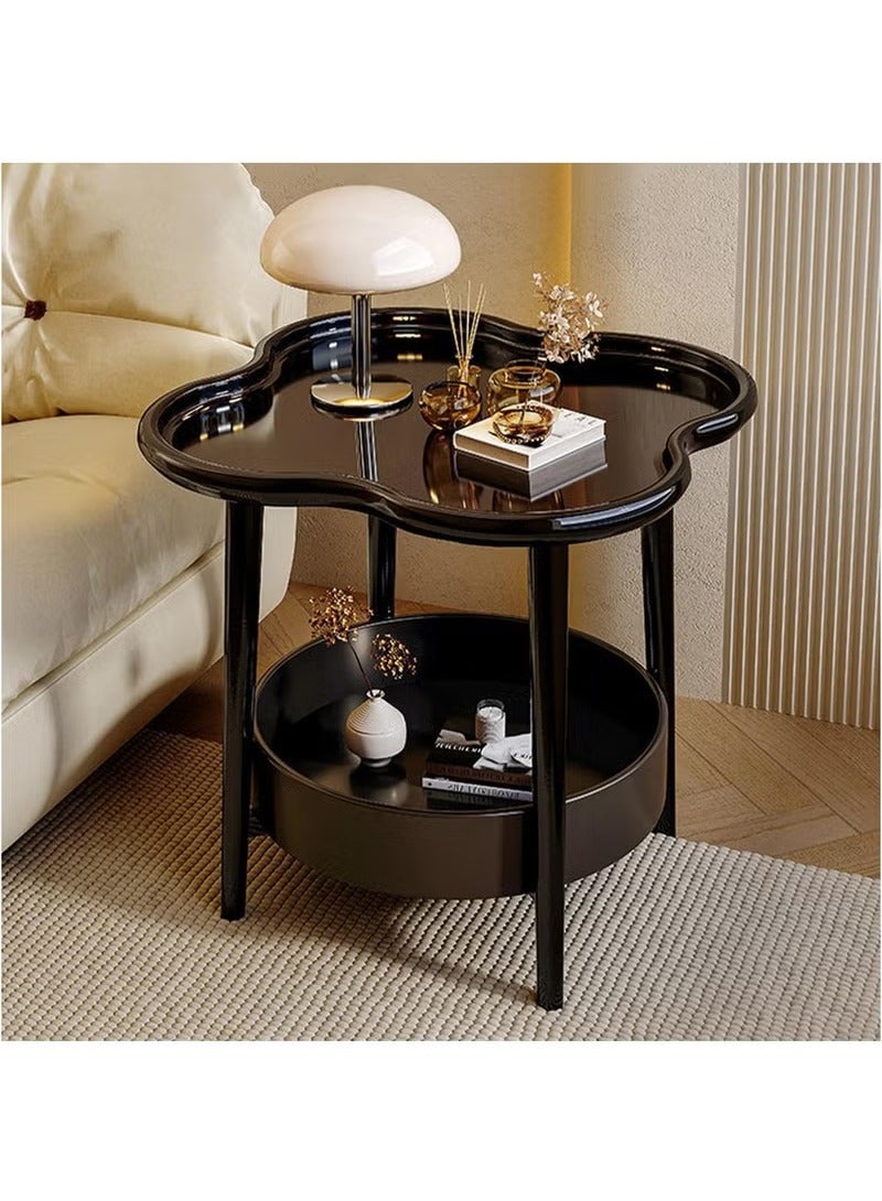 Arabest 2-Tier Side Table, Sofa Side Table, Plastic Side Table, Small Side Table, Small Side Table for Leisure, Beautifully Decorated Table for Living Room, Suitable for Cups, Vases, Books, Etc(Black)  - Image 3
