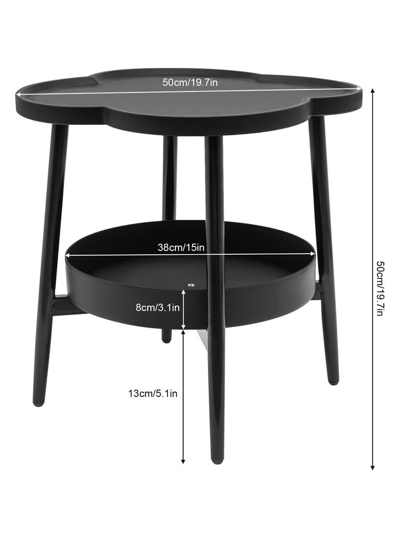 Arabest 2-Tier Side Table, Sofa Side Table, Plastic Side Table, Small Side Table, Small Side Table for Leisure, Beautifully Decorated Table for Living Room, Suitable for Cups, Vases, Books, Etc(Black)  - Image 4