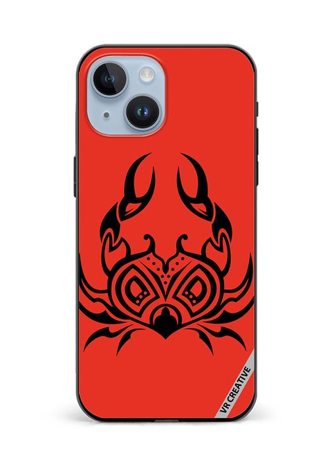 Protective Case Cover For Apple iPhone 15 Plus Red And Black Scorpio Design Multicolour