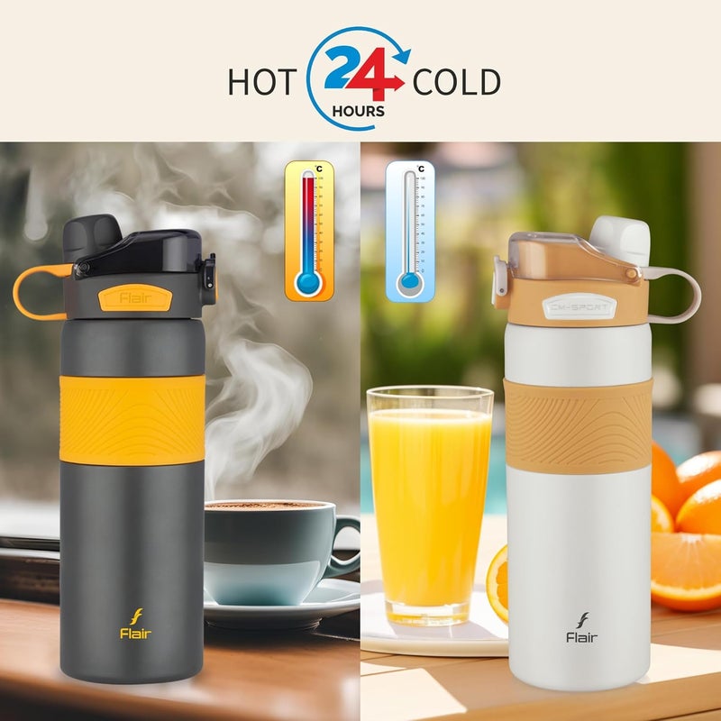 Flair FLAIR Onyx Vacuum Insulated Stainless Steel Sports Aqua Water Bottle - 800 ML, Beige Color, Thermal Bottle, Leak Proof, Drinking Bottle for Office, Home, Kitchen, Hiking, Treking - Image 3