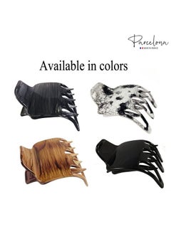 Parcelona French Paw White Black Wide Side Slide In Jaw Yoga Hair Claw Clip (White Black)  - Image 5