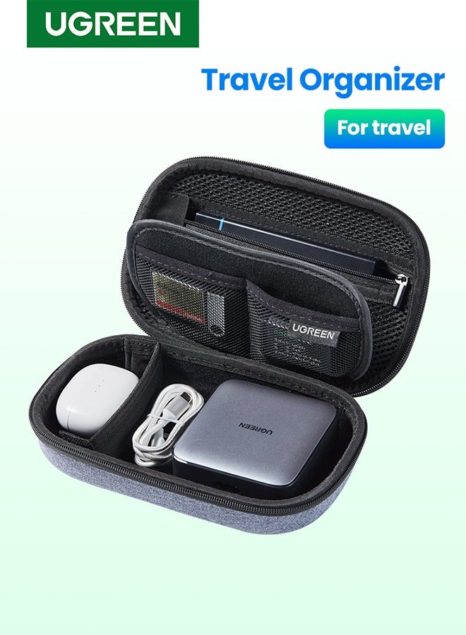 Electronics Bag, Tech Accessories Case, Organizer Case for Travel Electronics, Water-Resistant Shockproof Organizer Pouch Compatible with Charger, Charging Cables, Flash Drive, Headphones, Etc grey