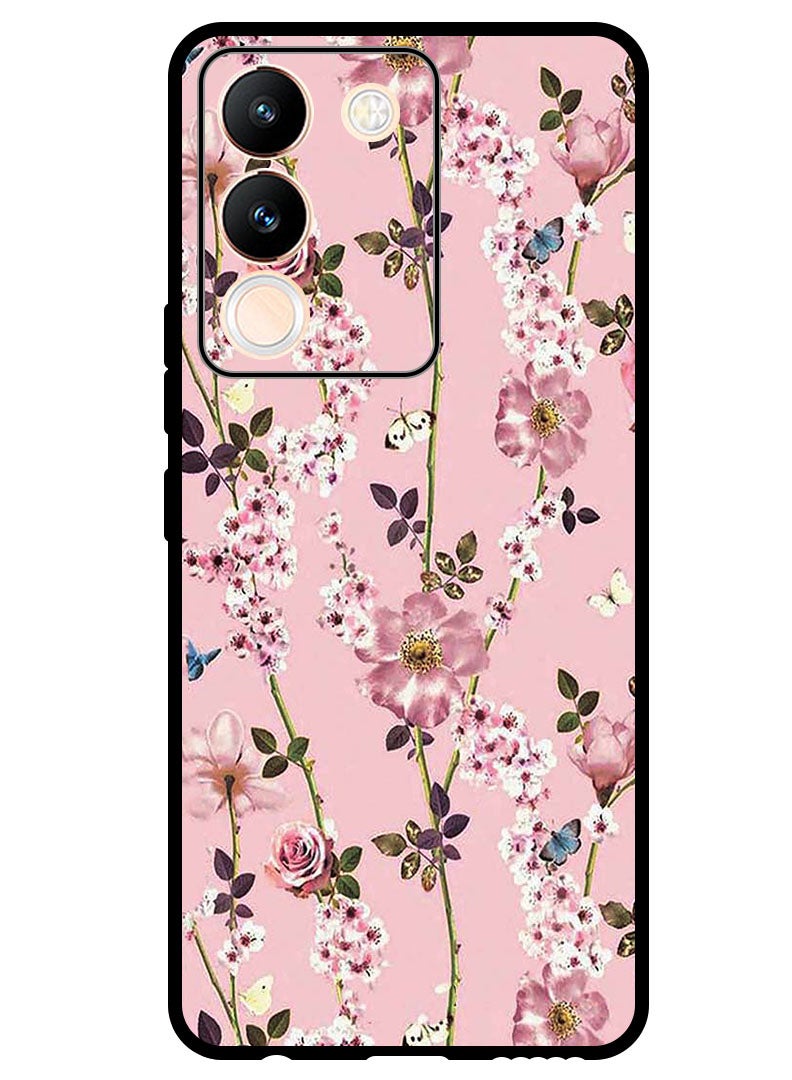 Theodor Protective Case Anti Scratch Shock Proof Bumper Cover For Vivo V29e Small Pink Flowers - Image 1