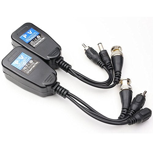 ANHAN Passive Video Balun with Power Long Distance Network Transceiver Cat5e/Cat6 Cable to BNC Male Connector bnc to rj45 adapter Transmitter for Full HD Security Surveillance Camera System 1Pair - Image 2