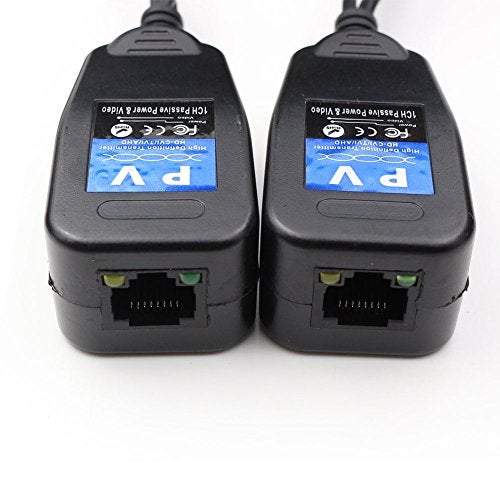 ANHAN Passive Video Balun with Power Long Distance Network Transceiver Cat5e/Cat6 Cable to BNC Male Connector bnc to rj45 adapter Transmitter for Full HD Security Surveillance Camera System 1Pair - Image 4