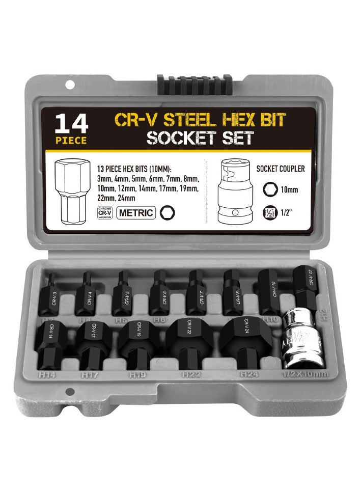 14-piece hexagon socket bit set suitable for furniture assembly home appliance repair and many other scenarios - Image 1