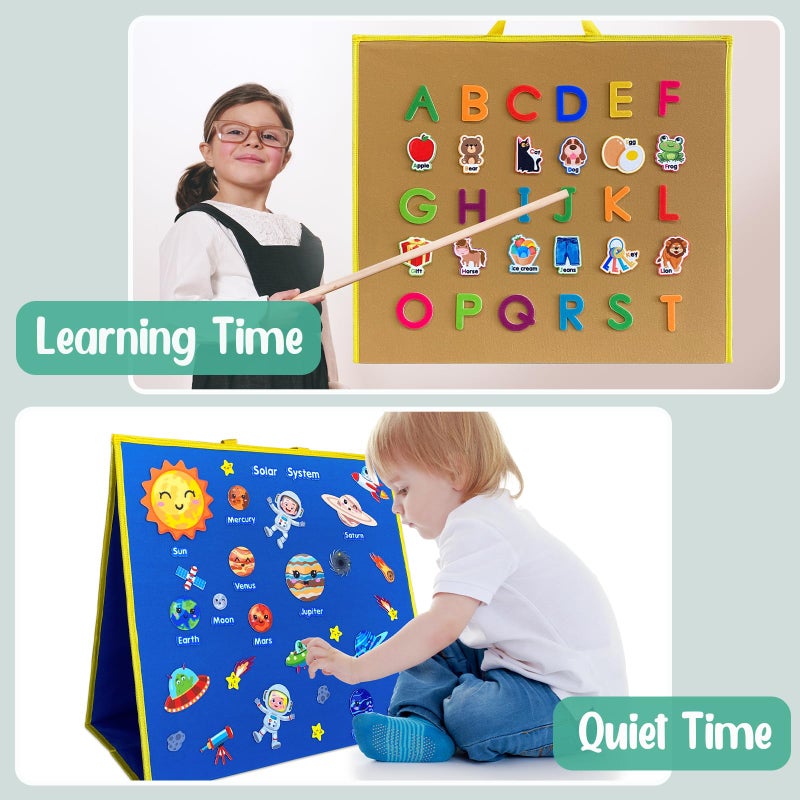 PENGFULL large Felt Flannel Board 22.8*19.7 In,Felt Story learning Board for Toddlers,Classroom,Preschool,Kiddie Corner, Interactive,Foldable,Stand,For Walls Felt Baord,Double-Sided Use,Gifts for Kids - Image 3