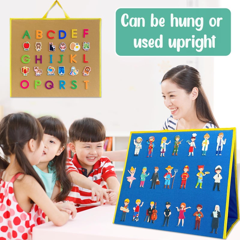 PENGFULL large Felt Flannel Board 22.8*19.7 In,Felt Story learning Board for Toddlers,Classroom,Preschool,Kiddie Corner, Interactive,Foldable,Stand,For Walls Felt Baord,Double-Sided Use,Gifts for Kids - Image 5