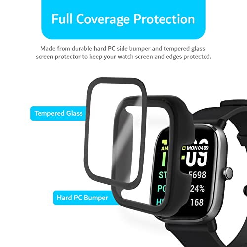 TUDIA Easy Snap On Tempered Glass Case Compatible with GTS 2 Mini, Full Coverage Shockproof Thin Bumper Hard PC Case with Screen Protector Bubble-Free Anti Fingerprint Clear Case Cover - Image 3
