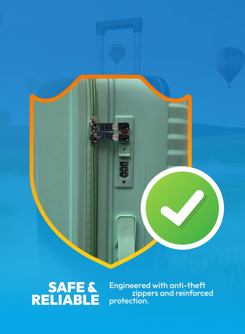 VIPTOUR Durable PP Luggage Set with Telescopic Handle, 4 Double Spinner Wheels & Secure Zipper Closure - Image 5