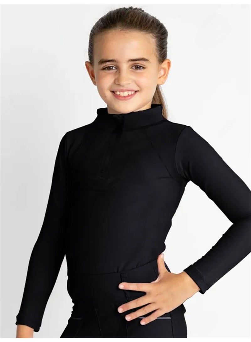 general Zipper Equestrian T-Shirts Girls Long sleeve Sport Horse Riding Clothes Breathable Tops Girl Trainning Competition Blouse - Image 1