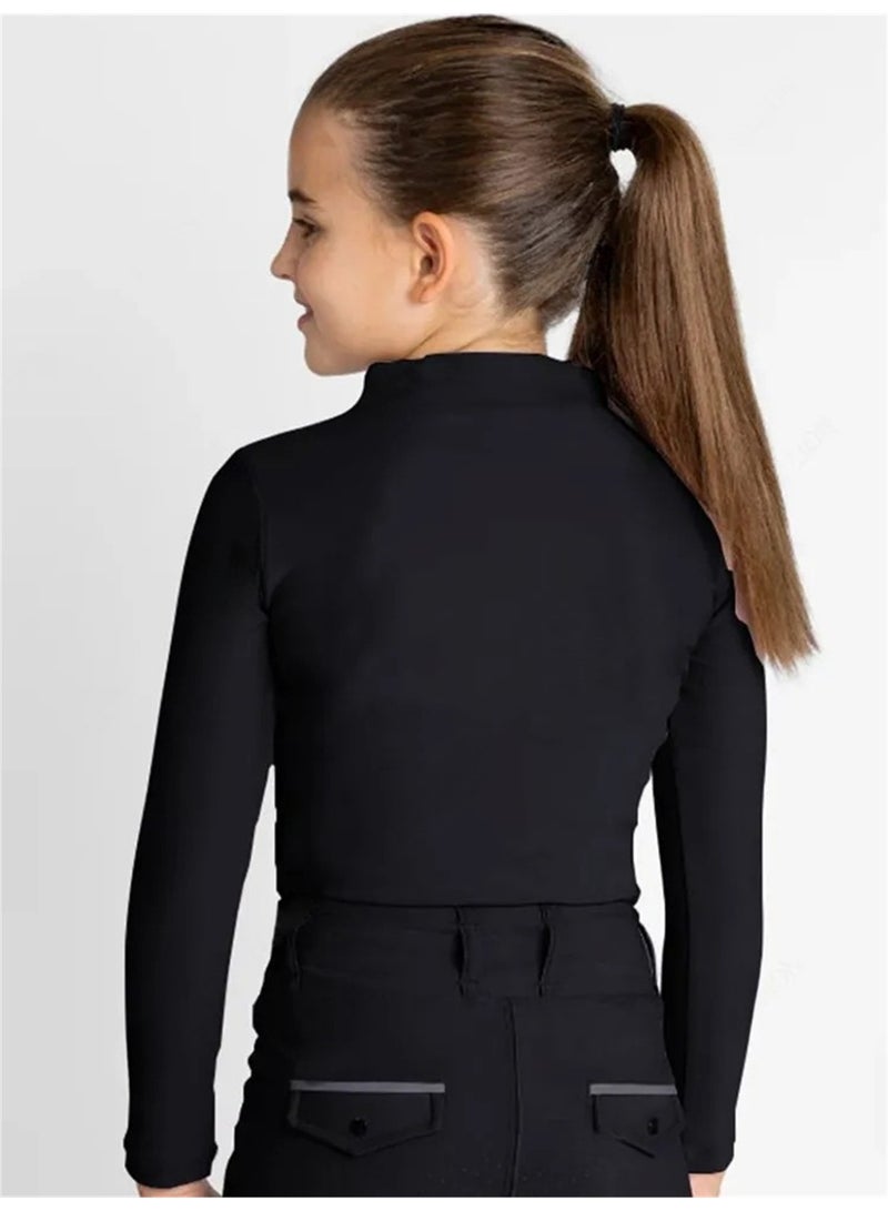 general Zipper Equestrian T-Shirts Girls Long sleeve Sport Horse Riding Clothes Breathable Tops Girl Trainning Competition Blouse - Image 2