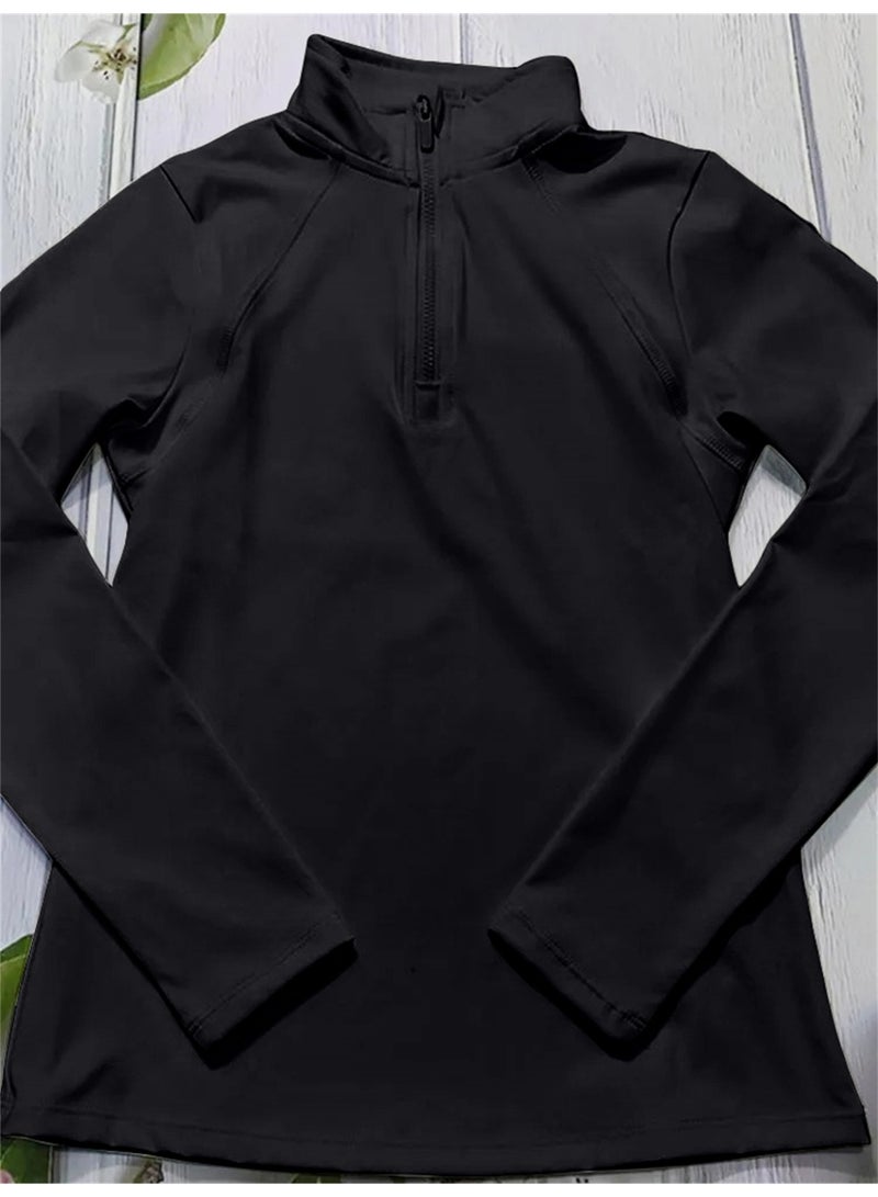 general Zipper Equestrian T-Shirts Girls Long sleeve Sport Horse Riding Clothes Breathable Tops Girl Trainning Competition Blouse - Image 3