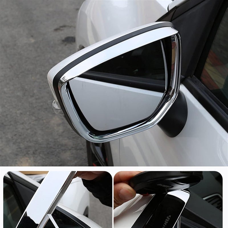 QASULER 2PCS ABS Chromed Car Rearview Mirror Eyebrow Shield Cover Trim - Image 5