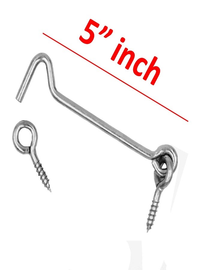 Wideskall خطاف وقفل بوابة سلكي مطلي بالزنك شديد التحمل من Wideskall مقاس 5 بوصات (عبوة من قطعتين) - Image 3