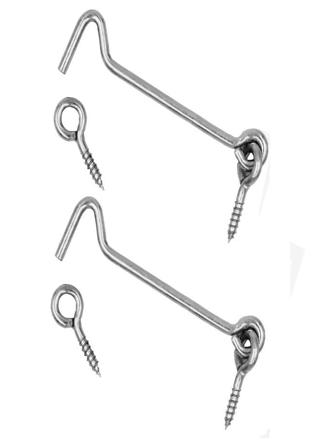 Wideskall خطاف وقفل بوابة سلكي مطلي بالزنك شديد التحمل من Wideskall مقاس 5 بوصات (عبوة من قطعتين) - Image 1