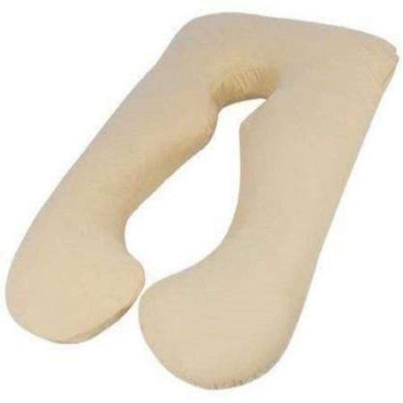 Texlux U Shape Maternity Pillow/Pregnancy Pillow with Cotton Zippered Cover Beige - Image 2
