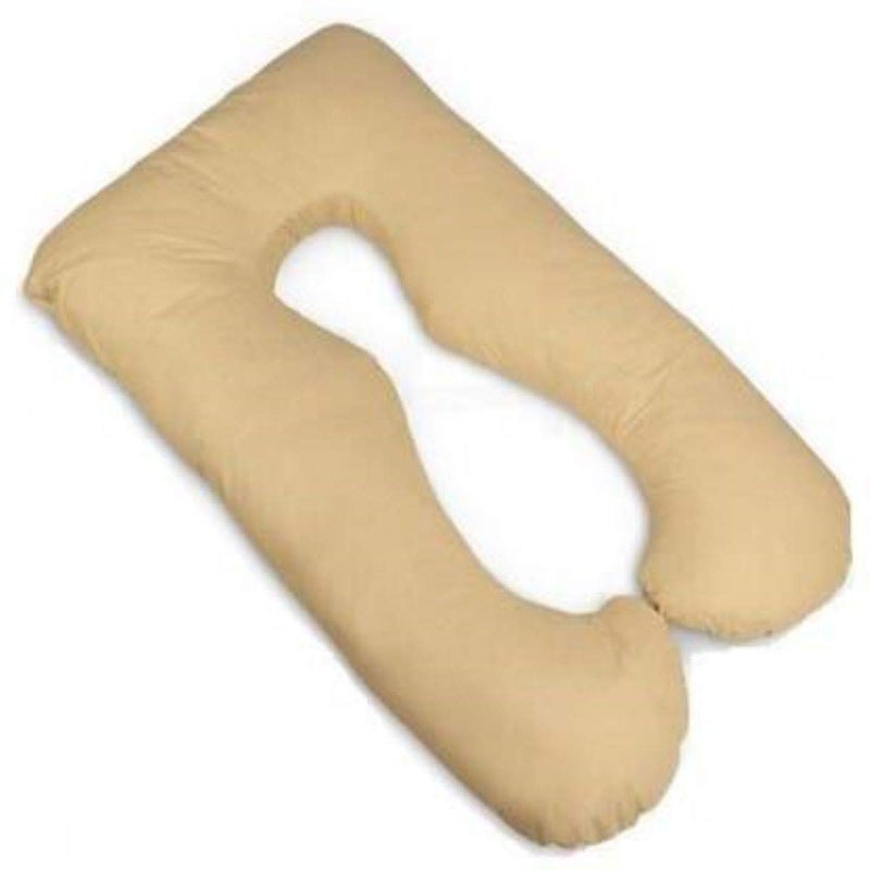 Texlux U Shape Maternity Pillow/Pregnancy Pillow with Cotton Zippered Cover Beige - Image 1