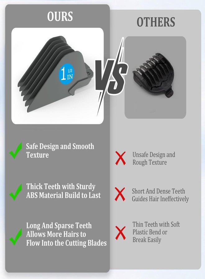 CR8GR8 Clipper Guards for Wahl 10 12 14 16 18 20 Hair Clipper Guards 6pcs Extra Long Clipper Guard Attachments 2.5 Inch Clipper Guides Multiple Sizes Universal 2.5", 2.25", 2", 1.75", 1.5", 1.25" (Dark Gray) - Image 5