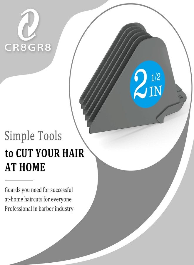 CR8GR8 Clipper Guards for Wahl 10 12 14 16 18 20 Hair Clipper Guards 6pcs Extra Long Clipper Guard Attachments 2.5 Inch Clipper Guides Multiple Sizes Universal 2.5", 2.25", 2", 1.75", 1.5", 1.25" (Dark Gray) - Image 2