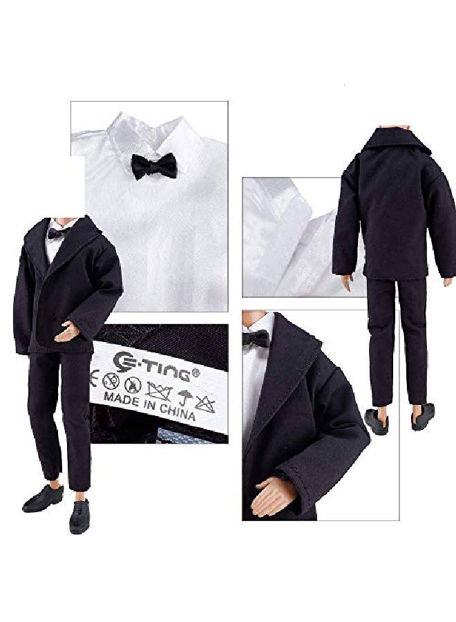 E-TING Eting Wedding Set Beautiful Gown White Bride Dress Clothes With Veil And Groom Business Suit Outfit For Boy Girl Dolls - Image 4