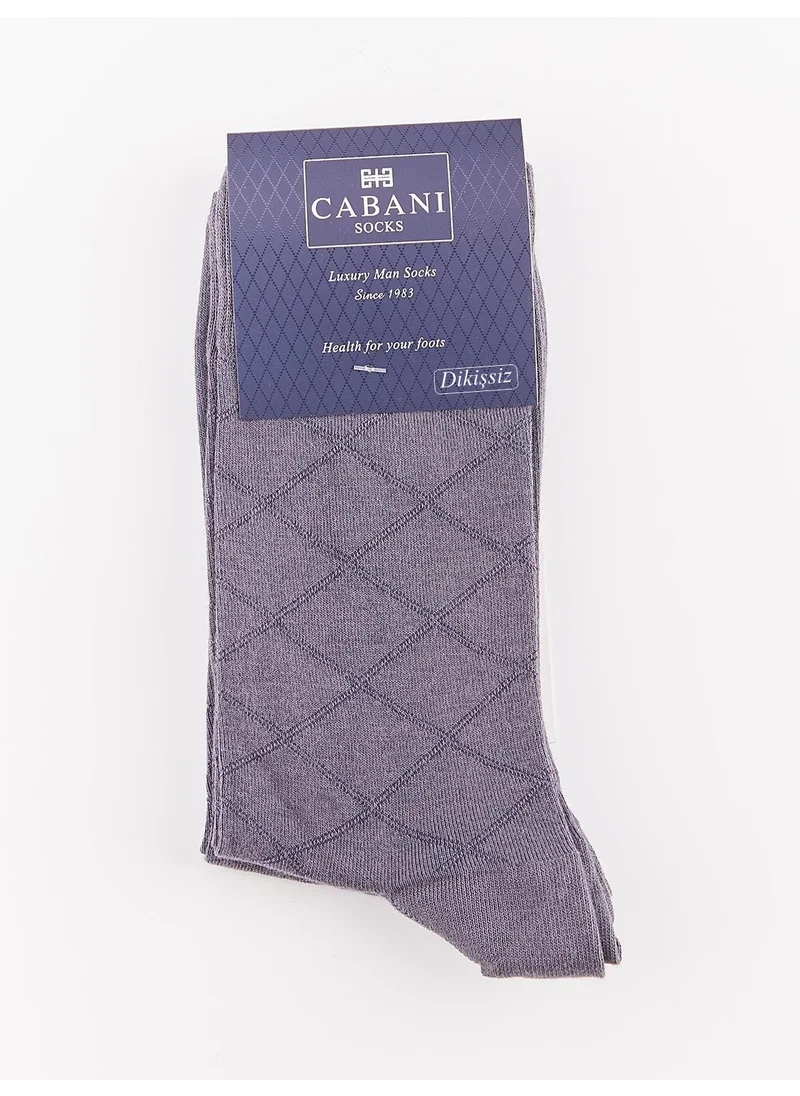 Cabani Checkered Patterned Men's Gray 2-Piece Socks