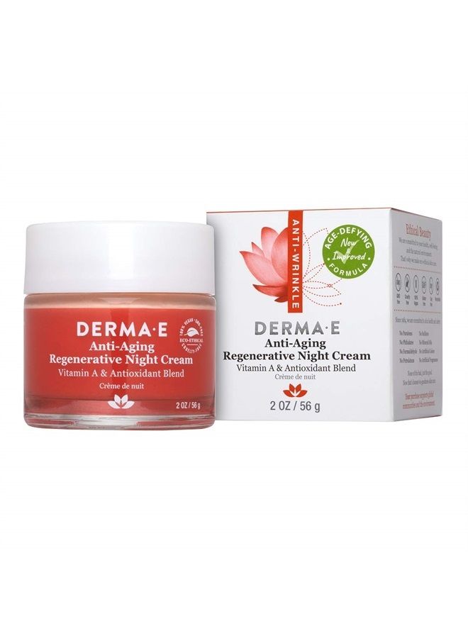 derma-e DERMA E Anti-Aging Regenerative Night Cream – Firming Astaxanthin Moisturizer for Face – Lightweight Overnight Anti-Wrinkle Cream with Jojoba Oil and Vitamin E, 2 oz - Image 1