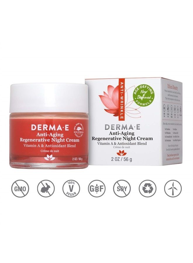derma-e DERMA E Anti-Aging Regenerative Night Cream – Firming Astaxanthin Moisturizer for Face – Lightweight Overnight Anti-Wrinkle Cream with Jojoba Oil and Vitamin E, 2 oz - Image 2