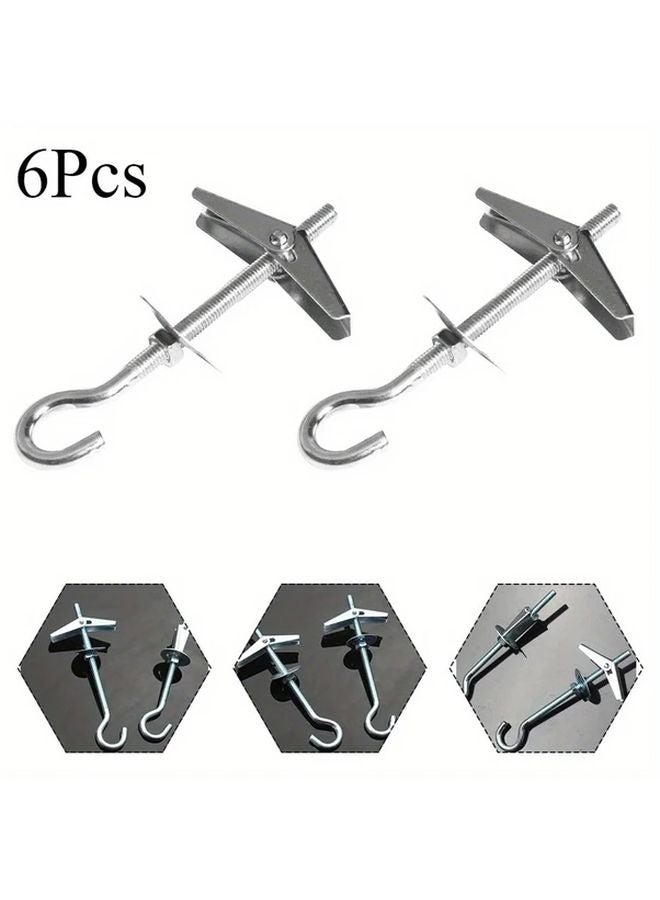 6Pcs Heavy Duty Metal Ceiling Hooks Industrial Spring Toggle Wing Bolt For Hanging - Image 1