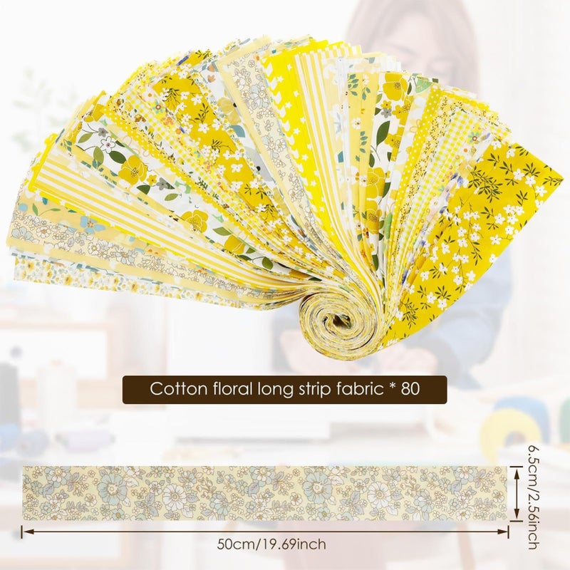 Yellow Jelly Roll Fabric Strips Pre Cut Cotton Quilting 2 5 Inch For Sewing Crafts - Image 3