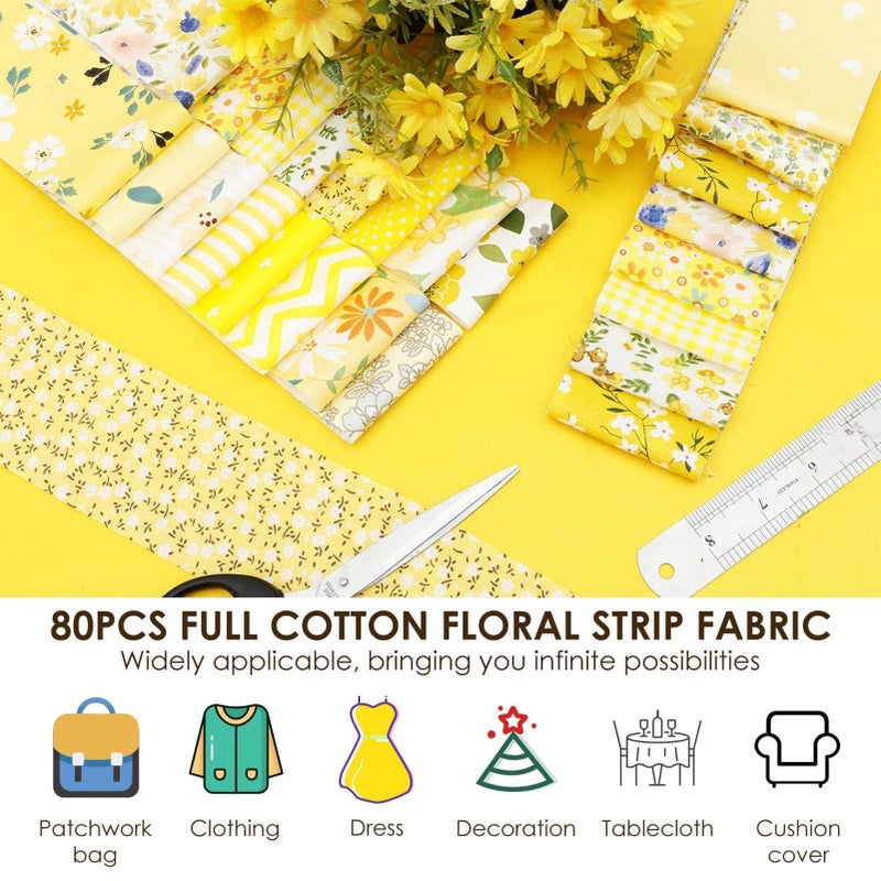 Yellow Jelly Roll Fabric Strips Pre Cut Cotton Quilting 2 5 Inch For Sewing Crafts - Image 4