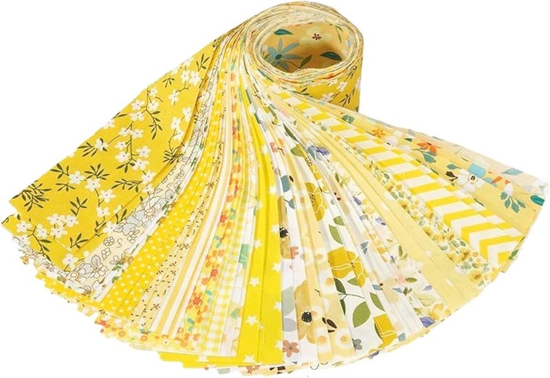 Yellow Jelly Roll Fabric Strips Pre Cut Cotton Quilting 2 5 Inch For Sewing Crafts - Image 1