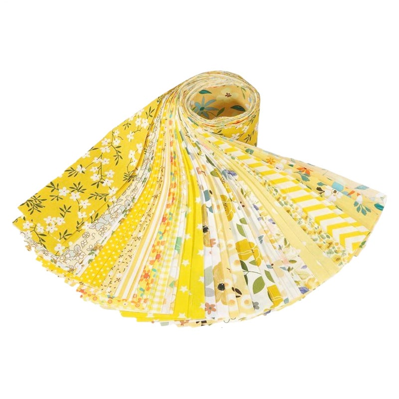 Yellow Jelly Roll Fabric Strips Pre Cut Cotton Quilting 2 5 Inch For Sewing Crafts - Image 2